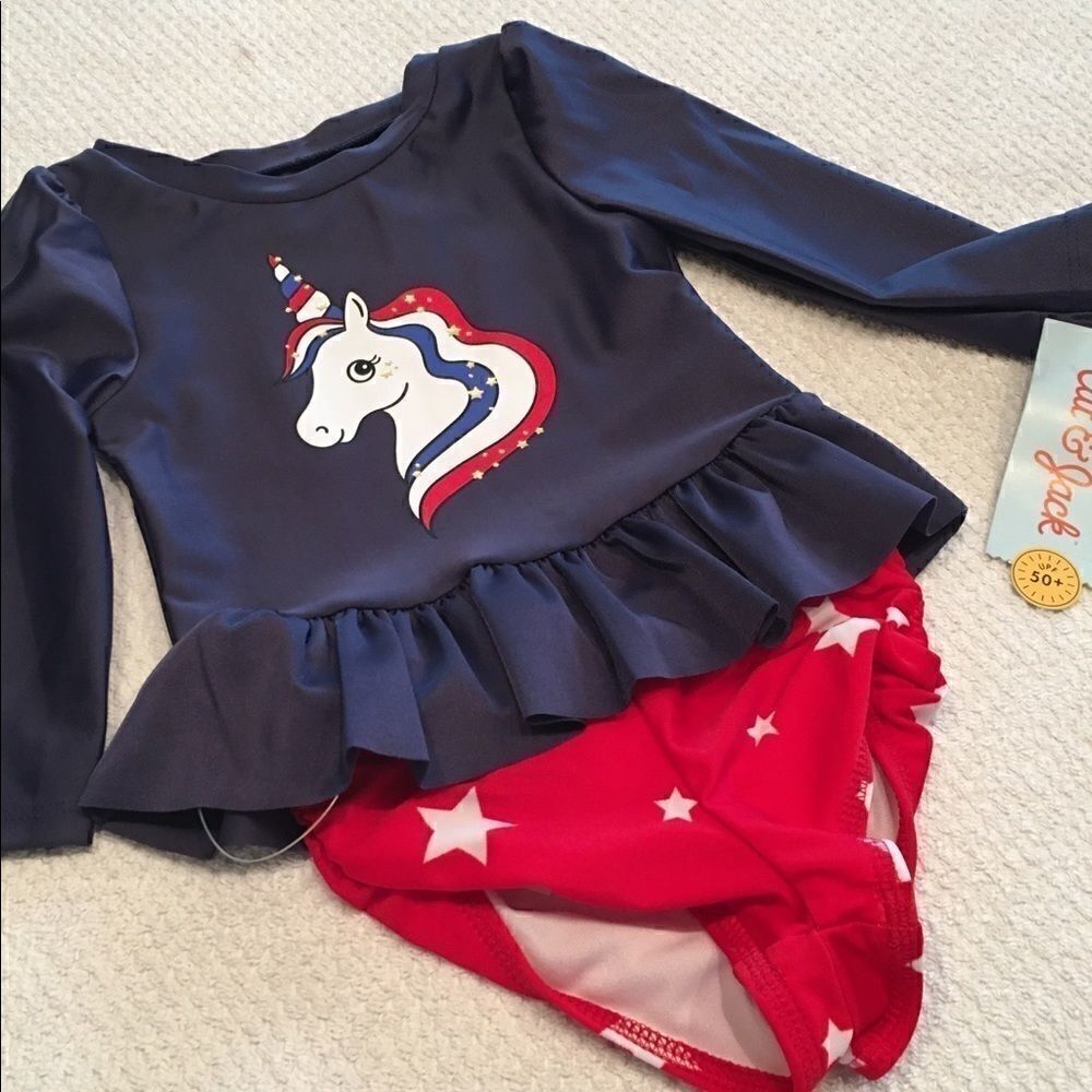 NWT Cat & Jack 12M  girls swimming suit Unicorn
